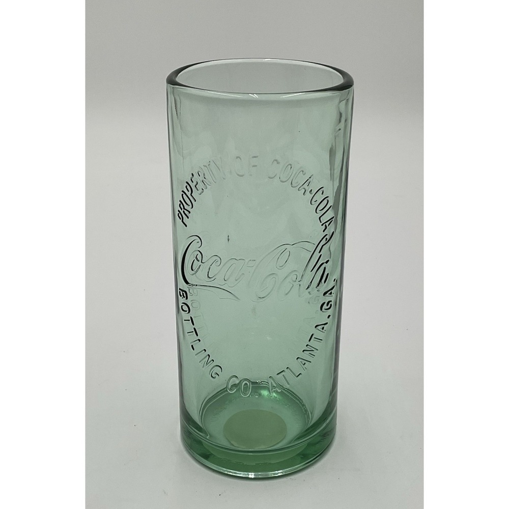 Property Of Coca Cola Bottling Atlanta Ga 16oz. Heavy Green Glass Tumbler 2009.
